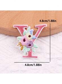 1 pieza, Parche bordado con flores para planchar con letras (A-Z), apliques decorativos para DIY en decoración de ropa, material de tela, calcomanías para ropa