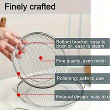 Reusable Round Stainless Steel Oil Filter Tray With Mesh Basket - Perfect For Frying & Grilling, Kitchen Strainer, Outdoor Camping BBQ Supplies, Durable And Easy To Clean - Multicolor - View 5