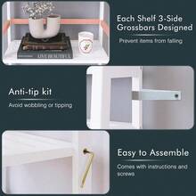 White Ladder Bookcase 4-Tier Ladder Shelf Freestanding Bamboo Storage Shees For Living Room Bathroom Kitchen - White - View 7