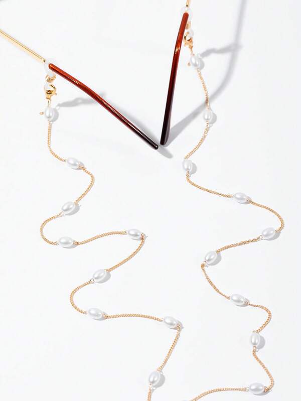 1pc Women's Faux Pearl Eyeglass Chain, Fashion Faux Pearl Eyeglass Chain, Non-Slip Eyeglass Chain, Women Eyeglass Chain