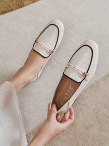 Mengshangli 2025 Autumn Women's Flat Slip-On Loafer Shoes, Casual Leather British Style - Beige - View 4