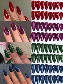 98 miếng (4 kiểu phối hợp) Móng giả dán acrylic hình hạnh nhân dài, bóng bẩy, màu đỏ huyết, mắt mèo, phong cách Y2K, thiết kế móng tay hình hạnh nhân ngắn, bộ móng giả vừa vặn hoàn hảo, bao gồm: 1 gel dán và 1 dũa móng, móng giả mắt mèo màu xanh lá cây, tím, đỏ, xanh dương, hồng, phù hợp cho phụ nữ và bé gái sử dụng hàng ngày, cũng thích hợp cho các bữa tiệc rave và các dịp làm móng nghệ thuật khác. - Nhiều màu - Xem 9