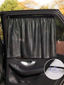 1 Set Of 3 Pcs (Including 2 Suction Cups) Car Suction Cup Mesh Curtain Sun Shade, Universal Mesh Sun Visor, Car Side Window Privacy Blackout Curtain - Black - View 7