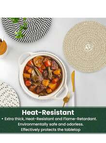 Soporte de rejilla de aproximadamente 20,3 cm (8 pulgadas) apto para platos, ollas y sartenes calientes, posavasos resistente al calor grueso para la cocina, alfombrilla, artículos de cocina esenciales, decoración de mesa y encimera, con cesta de almacenamiento, set de 5 piezas (4 posavasos + 1 cesta de almacenamiento)