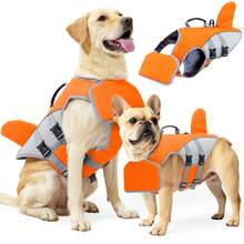 Dog Life Jacket, Tear-Resistant Material, Shark Pattern, Adjustable, High Buoyancy, Durable Rescue Handle, Suitable For Small, Medium And Large Dogs - Multicolor - View 16