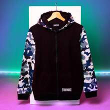 Fortnite Hoodie Zip Up Jacket Warm Hooded Pullover Cosy Zipped Long Sleeve Gaming Sweater Casual Fashion Gift - Black - View 5
