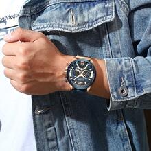 CURREN 男式奢华商务计时防水模拟石英腕表，PU 皮革表带 - 彩色 - 查看 4