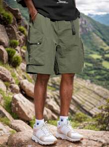 Cargo Shorts With Multiple Pockets, Loose Fit With Belt Loops, Casual Sporty Bermuda Shorts Suitable For Hiking And Outdoor Activities