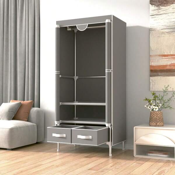 1pc 29'' Non-Woven Fabric Wardrobe With Zipper And Storage Boxes, Stylish For Spring/Summer
