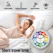 Colorful Children's Learning Number Clock, 8-12 Inch Round Silent Quartz Clock, AA Battery Powered - Suitable For Bedroom, Kids Room, Living Room, Classroom Decor And Gift (Batteries Not Included) Home Decor - Multicolor - View 9