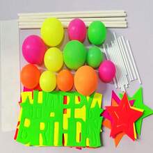 Neon Cake Decorations - UV Activated Glow-In-The-Dark Decorations For Birthdays, New Year, Carnivals, Weddings, Parties And More - Multicolor - View 3
