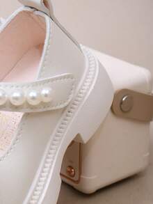 1 Pair Fashion Cute Ribbon & Pearl Hook And Loop Non-Slip Wear-Resistant Shoes For Girls, Suitable For Outdoor, Everyday, Party, School Use In Spring & Autumn - Beige - View 9
