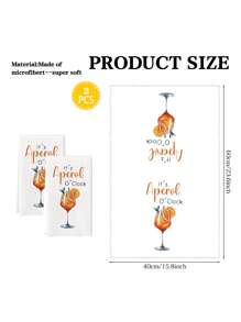2 Stücke Küchen Utensilien Handtücher, Aquarell Küchen Utensilien Design Küchen-Chef Geschirrtücher mit "Es ist Aperol Uhr" Design, Country Style Geschirrtuch, Küche Abwasch-Hand Geschirrtuch, Küchen Abtrocknungs-Geschirrtuch für Küche Restaurant Tisch