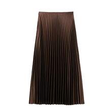 Women's Solid Color Long Sleeve Spring New Elastic High Waist Pleated Hem Dress - Brown - View 6