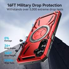 军工防摔新款机甲旋转支架防震保护手机壳，适用于Apple 11/12/13/14/15/16 Pro Max，Galaxy S22/23/24/25+ UA04/A05/A14/A15/A24/A25/A34/A54 SA56/A36/A26