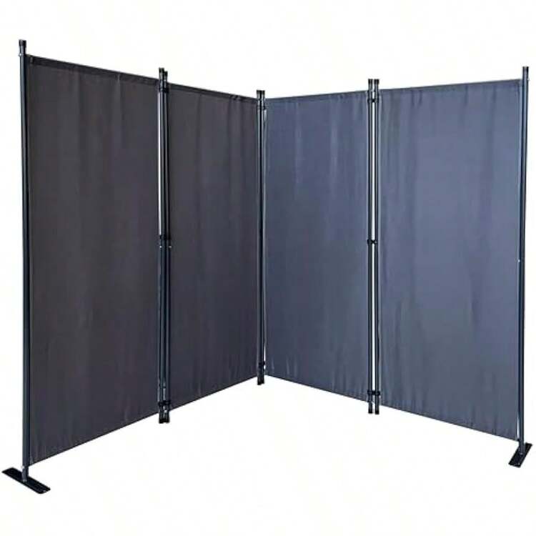 Screen 4 Piece Room Divider 165 X 220 Cm Garden Balcony Privacy Folding Screen - 灰色1 - 查看 4