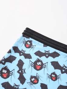 Dircho 6pcs Women Gothic Halloween Skulls Print Contrast Binding Boyshorts, Comfy & Soft Elastic Waist Intimates Panties, Women's Lingeries & Underwear - Multicolor - View 6