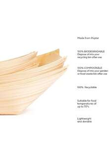50个/包 5.5英寸大号一次性竹制餐盘 - 寿司船托盘、木质纸盘、竹制容器、竹制碗、一次性开胃菜盘、一次性墨西哥卷饼/玉米卷盘 - 黃色 - 查看 3