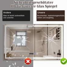 Espejo de baño iluminado - Espejo de baño LED de 100x60 cm, espejo de pared de baño IP44 con interruptor táctil y reloj, función de eliminación de vaho, regulable de 3000K a 6500K
