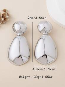 1对时尚耳环，透明表面，粗犷风格 - 寶石面水滴白金 - 查看 6