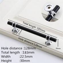 1 PC Modern Black Gold Door Handles Kitchen Cabinet Handles Solid Drawer Knobs Zinc Alloy Base Aluminum Alloy Rod Fashion Furniture Handle Hardware - Gold - View 22