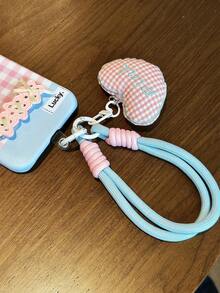 1pc Powder Blue Rhinestone Stripes With Bow Stand Lanyard Bag Mobile Phone Case Compatible With IPhone 16PROMAX/15Plus/14/13/12/11 Series Frosted Film Two-In-One Shock Absorption, Non-Slip, Lightweight, New Fashion Design, Men And Women Protective High-Quality Air Cushion Protective Cover Soft Shell, Is A Perfect Gift For Yourself, Girlfriend And Bestie, Family - Case + Bracket + Lanyard - View 10