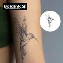 Boldink 非永久性纹身技术，动物和鸟类纹身图案，简约而优雅，自然哑光效果，防水临时纹身，持续 1-2 周，易于使用，看起来很棒，临时纹身 - 黑色 - 查看 2