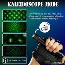 Purple, Red, Green Laser Pointer, Laser Tactical Flashlight+Battery+Charger Set, Multiple Modes, For Indoor And Outdoor Use, The Best Gift For Outdoor Equipment For Boys During Christmas And Halloween - Green - View 1