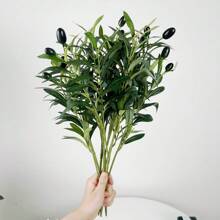 1 buc ramură de măslin artificială, aranjament floral pentru decorarea casei, frunze verzi cu fructe, decor pentru camera de zi, umplutură pentru vaze DIY, verdeață în ghiveci, consumabile pentru evenimente și festivaluri, plante artificiale