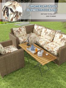 1pc Outdoor Printed Sofa Cushion Cover, Rainforest Leaf Pattern Sofa Slipcover, High Elasticity Dust-Proof Washable Minimalist Modern Sofa Cushion Cover For Living Room Bedroom, All Season