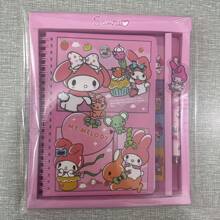 Sanrio Cartoon Sanrio Notepad Stationery Set Gift Box, Including Kuromi, Cinnamoroll, My Melody Coil Notebook, Pens, Stationery Set, Sanrio Planner, Suitable For Students, Kids, Birthday, Valentine's Day, Easter, New Year 2025, Back To School Gift (Random Style & Color)