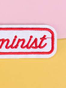 1pc Red Rectangular Letter Patch, DIY Garment Accessories, Embroidered Iron-On Applique Patch For Clothes, Shoes, Bags, Decor - Multicolor - View 4