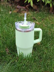 1pc 20oz Tumbler With Handle And Staw,Stainless Steel Double Wall Insulated Cup,Sprayed Lacquered Cup With Sealed Leak-Proof Air Pressure Gland, Friends And Family Gift Cup, Outdoor Drinking Equipment, Fitness, Travel, Home, Office. Water Bottle - Multicolor - View 12