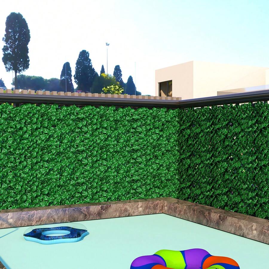 1pc Artificial Ivy Privacy Screen, Ivy Leaf Fence With Mesh Backing, Outdoor Garden Patio Balcony Green Wall Decor,Fake Plants - Army Green - View 1