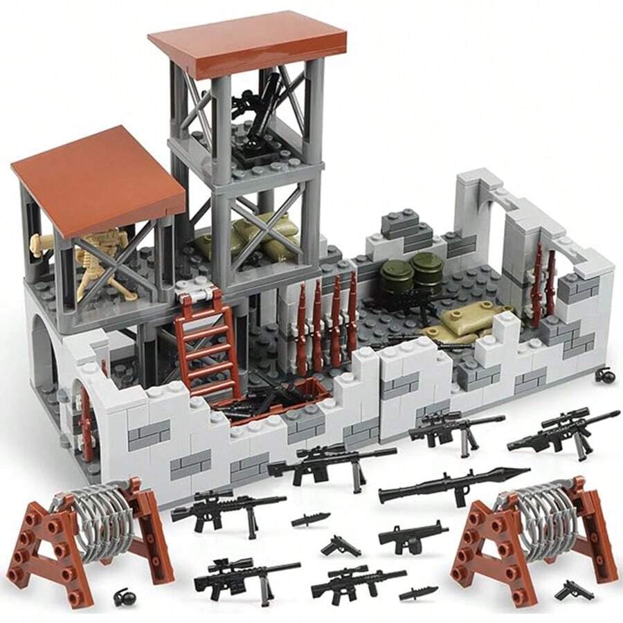 Bag Package WW2 Army Military Base Model Building Kits Adult Building Blocks Toys Military Mini Army Supplies Guns Building Blocks Sets Model Assembly 600+PCS, Gifts Items