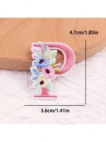 1 pieza, Parche bordado con flores para planchar con letras (A-Z), apliques decorativos para DIY en decoración de ropa, material de tela, calcomanías para ropa