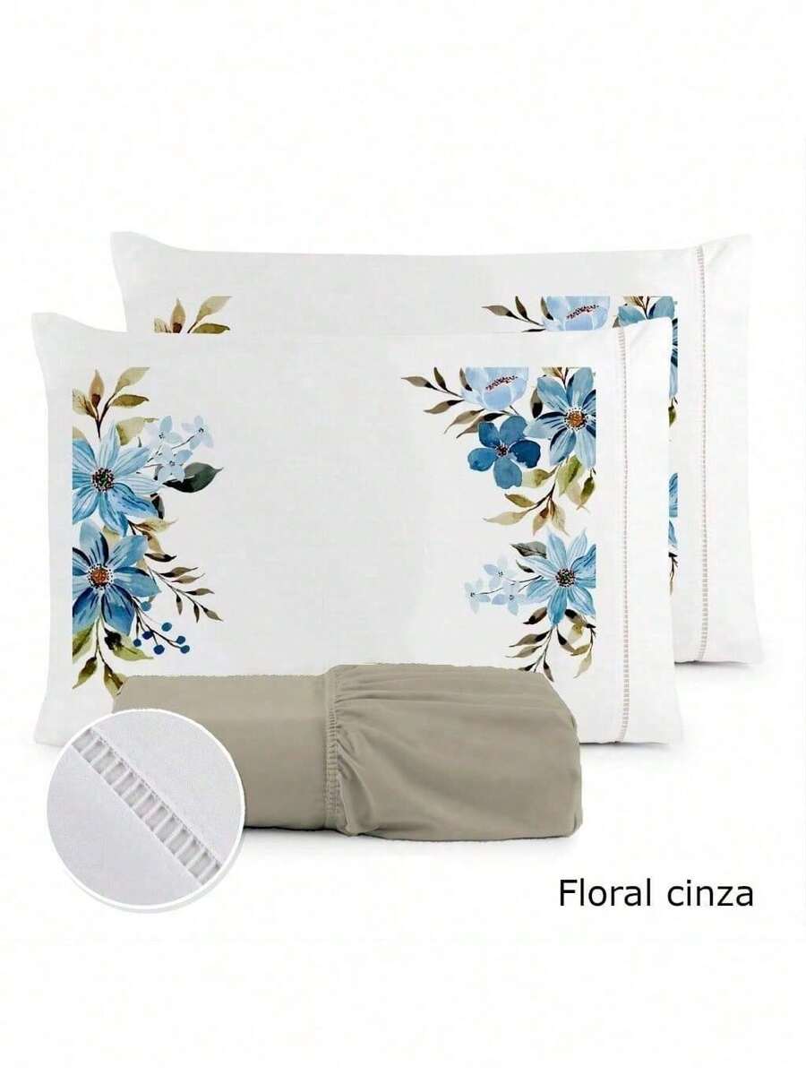 3-Piece Sheet Set 400 Thread Count For Queen King Single Bed Micropercal - BUNGA ABU-ABU - View 1