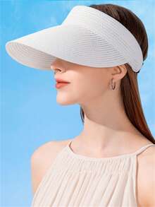 1顶夏季透气可调节遮阳帽，可折叠宽檐草帽，男女通用防紫外线 - A - 查看 4