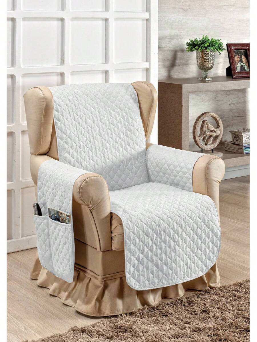 Sofa Protector Cover For 1 Seater Armchair With Storage Pocket - 白色 - 查看 1