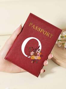 1pc A-Z 26 Letters Fashionable Letter Print Stylish Burgundy Passport Cover, Premium PU Leather Passport Wallet With Multi-Card Pockets For Credit Cards, Boarding Passes, And IDs Graduation - Burgundy - View 86