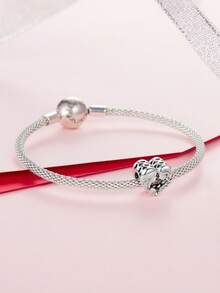 WOSTU 1pc 925 Sterling Silver Heart Sister Bead Commemorating Friendship Pendant Fit Girl&Women DIY Bracelet Necklace Fashionable Jewelry Making Gifts - SCC3060 - View 6