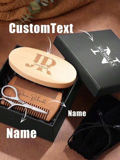 1pc Customized Beard Care Comb | Best Gift For Men, Personalized Beard Care Set, Men's Shaving Kit, Groomsman Beard Comb, Bridesmaid Gift | Personalized Beard Care Set, Men's Shaving Kit, Best Gift For Men, Beard Comb