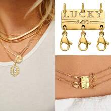 KMEOSCH 2 peças fecho de colar da sorte em camadas, fechos de colar múltiplos fechos magnéticos, separador de colar dourado e prateado para camadas de fecho de colar múltiplo para mulheres