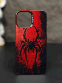 1 件深红色蜘蛛涂鸦图案全覆盖陶瓷漆防滑防震手机壳适用于 16 15 14 13 12 11 Pro Max 防水防摔防刮 - 彩色 - 查看 3