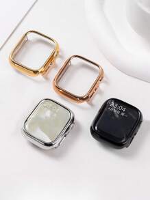 Hard Material Electroplated Gold Hollow Frame Protective Frame Compatible With Apple Watch Case Ultra 10 SE 9/8/7/6/5/4/3/2/1 Compatible With Apple Watch Case Smart Watch 40 MM/41mm/42 MM/44 MM/45 MM/46 MM Ultra-Thin Cover Shockproof Bumper Case Leisure Anti-Shock Anti-Scratch Anti-Collision Sensitive Touch ((No Glass) Compatible With IWatch For Woman Men