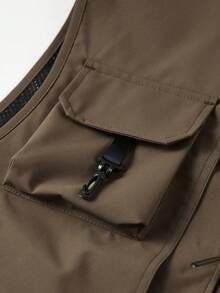 سترة صيفية رجالية عالية الجودة موديل 2025، بتصميم جيوب متعددة بألوان سادة، مناسبة للصيد والأنشطة الخارجية والتنزه، ذات جيوب كبيرة الحجم - قهوة بني - مشاهدة 9