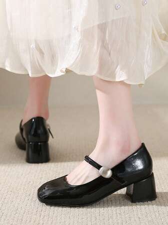 法式优雅高跟鞋2025春夏新款时尚百搭系带扣玛丽珍女士高跟鞋