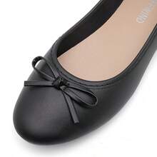 OFFWIND 女士优雅芭蕾平底鞋，春夏新款，百搭低帮，舒适柔软轻便，蝴蝶结装饰，时尚一脚蹬通勤平底鞋 - 黑色 - 查看 12