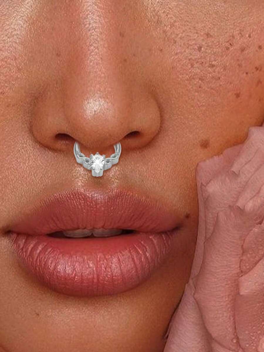 FOREVER QUEEN 1PC 925 Sterling Silver Nose Rings Hoops Septum Rings Nose Piercings Jewelry Conch Rook Helix Piercing Jewelry CZ Cartilage Hoop Earring For Women - Single Nose Ring - View 1