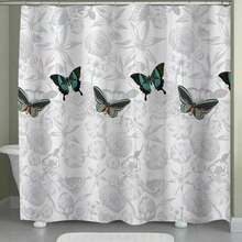 1pc Butterfly Patterned Waterproof Bathroom Shower Curtain, Machine Washable Fabricbathroom Decor Summer - Multicolor - View 3